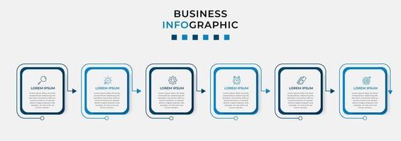 Plantilla de negocio de diseño infográfico con iconos y 6 opciones o pasos. vector