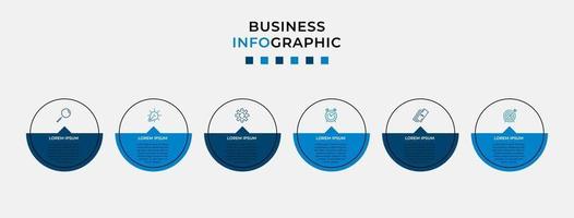 Plantilla de negocio de diseño infográfico con iconos y 6 opciones o pasos. vector