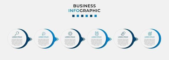 Plantilla de negocio de diseño infográfico con iconos y 6 opciones o pasos. vector