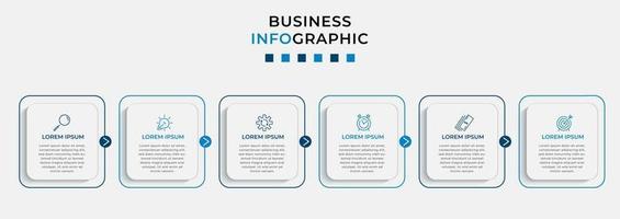 Plantilla de negocio de diseño infográfico con iconos y 6 opciones o pasos. vector