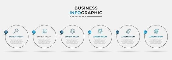 Infographic design business template with icons and 6 options or steps vector