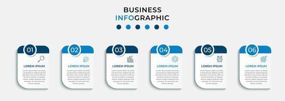 Plantilla de negocio de diseño infográfico con iconos y 6 opciones o pasos. vector