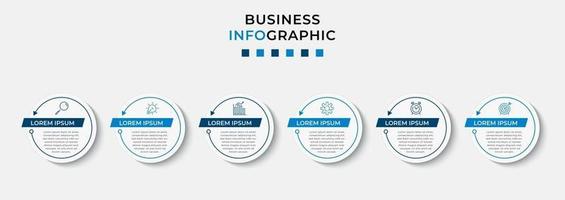 Plantilla de negocio de diseño infográfico con iconos y 6 opciones o pasos. vector