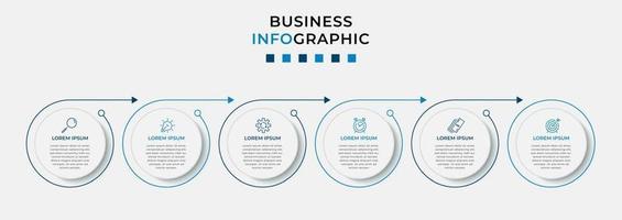 Plantilla de negocio de diseño infográfico con iconos y 6 opciones o pasos. vector