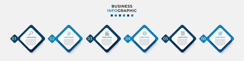 Plantilla de negocio de diseño infográfico con iconos y 6 opciones o pasos. vector