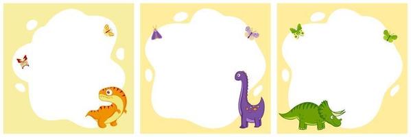 Dinosaurs. Set of vector frames in the form of a spot. Template