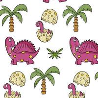 Dinosaurs. Colorful seamless pattern. Vector cartoon style.