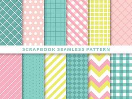 Collection of scrapbook seamless pattern vector