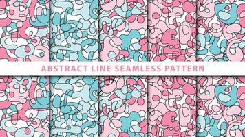 Collection abstract line seamless pattern vector