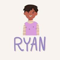 A schoolboy named Ryan is African. Middle school student. vector