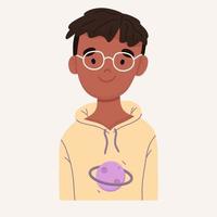 niño afroamericano con gafas. ilustración vectorial vector