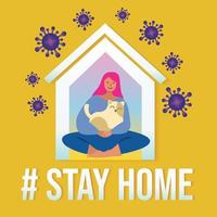 stay home self isolation vector