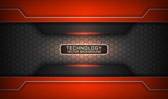 Abstract 3d orange technology background with light effect decoration vector