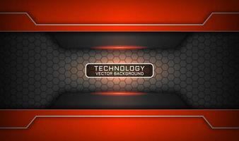 Abstract 3d orange technology background with light effect decoration vector