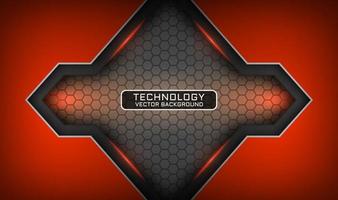 Abstract 3d orange technology background with light effect decoration vector