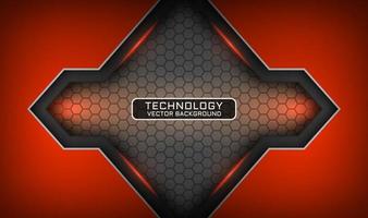 Abstract 3d orange technology background with light effect decoration vector