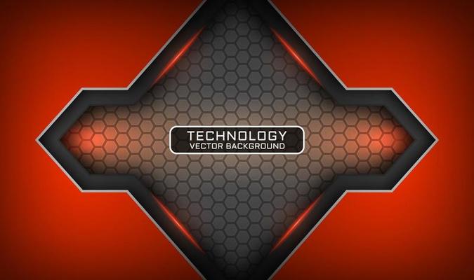 Abstract 3d orange technology background with light effect decoration