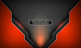 Abstract 3d orange technology background with light effect decoration vector