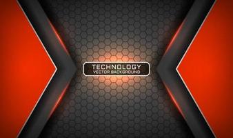 Abstract 3d orange technology background with light effect decoration vector
