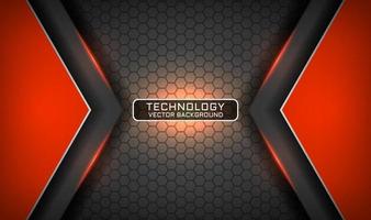 Abstract 3d orange technology background with light effect decoration vector