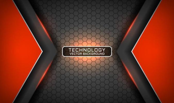 Abstract 3d orange technology background with light effect decoration