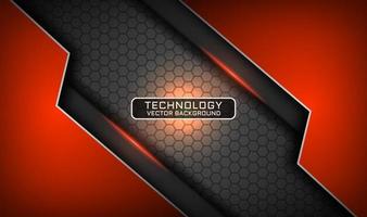 Abstract 3d orange technology background with light effect decoration vector