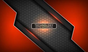 Abstract 3d orange technology background with light effect decoration vector