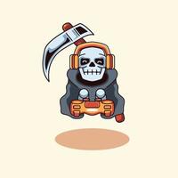 Skull Gaming With Joy stick emblem modern style vector