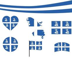 Martinica bandera mapa cinta y corazón icono ilustración vectorial abstracto vector