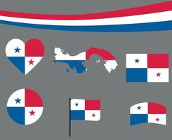 Panamá bandera mapa cinta y corazón iconos ilustración vectorial abstracto vector