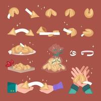 Chinese fortune cookies set of elements vector