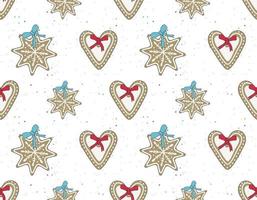 Seamless pattern Merry Christmas gingerbread cookies vector