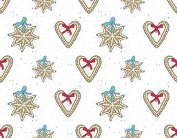 Seamless pattern Merry Christmas gingerbread cookies vector