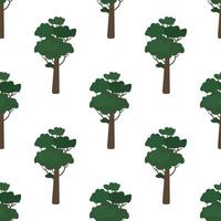 Seamless pattern with green trees. Forest plants print vector