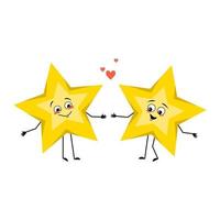 Cute star character with love emotions, smile face, arms and legs vector