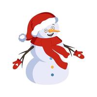 Christmas snowman and snow woman with joyful emotions, smile face vector