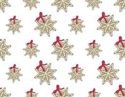pattern Merry Christmas gingerbread cookies in form of snowflakes vector