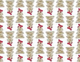 Seamless pattern of happy Christmas gingerbread cookies vector