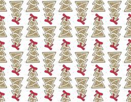 Seamless pattern of happy Christmas gingerbread cookies vector