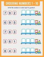 Organize the numbers from least to greatest. Math vector