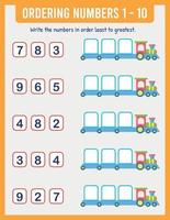 Organize the numbers from least to greatest. Math vector