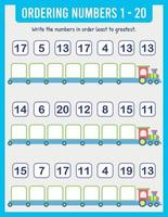 Organize the numbers from least to greatest. Math vector