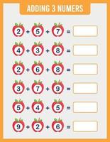 Educational math game for children. Addition for preschool children. vector