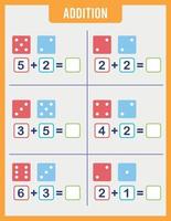 Educational math game for children. Addition for preschool children. vector