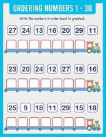 Organize the numbers from least to greatest. Math vector
