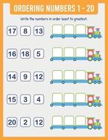 Organize the numbers from least to greatest. Math vector