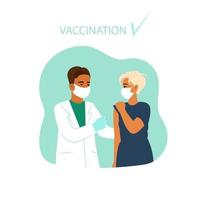 Doctor vaccinates a woman. Vector illustration