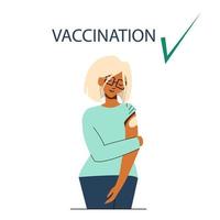 Woman after vaccination. Vector