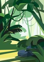 Tropical forest at dawn. Natural scenery in vertical orientation. vector