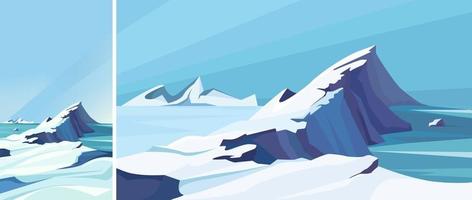 Frozen arctic ocean. Scenery in vertical and horizontal orientation. vector